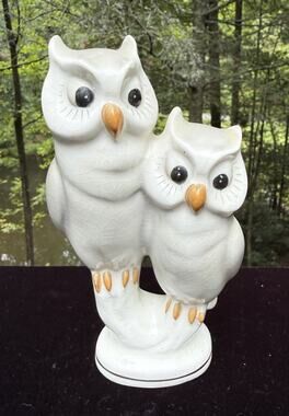 Owls Nippon Japan Bird Animal Figurine Mama and Baby EUC